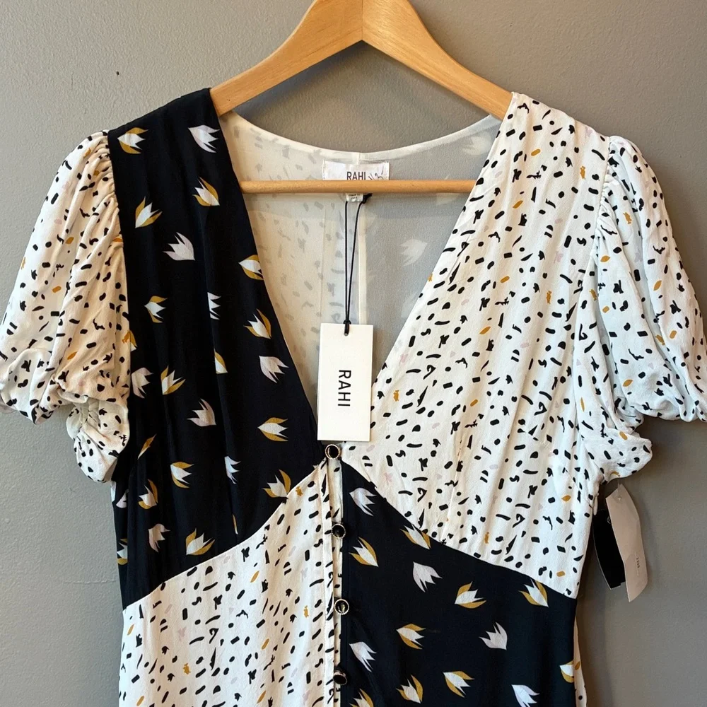 Rahi Confetti Patchwork Black and White Maxi Dress, NWT, Medium - Picture 4 of 10